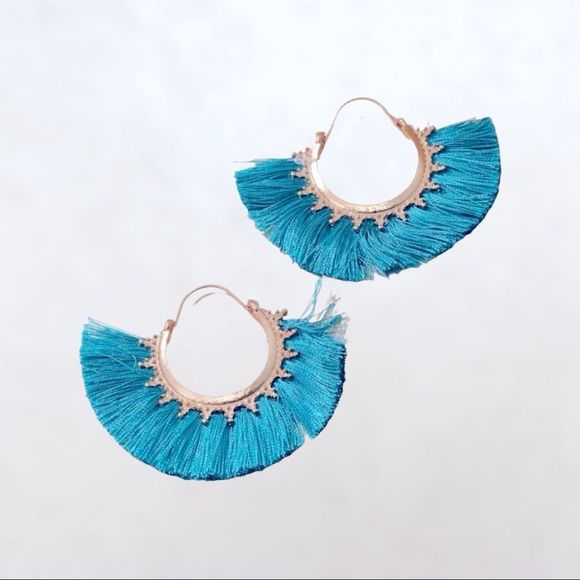 NEW Bohemian Turquoise Tassel Earrings - Picture 2 of 4